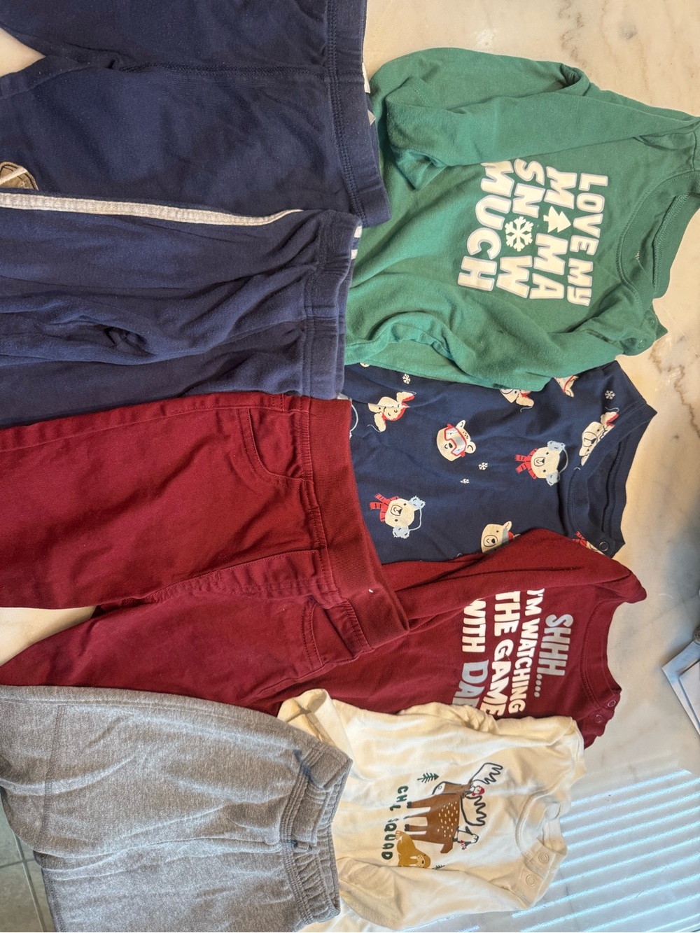 Kids Long-Sleeve Graphic Shirt Bundle — Green, Navy, Red, Ivory